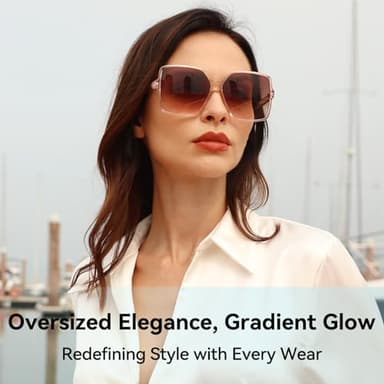 Dollger Oversized Square Sunglasses for Women Big Large Wide Fashion Shades for Men 100% UV Protection Trendy Brown - Image 3