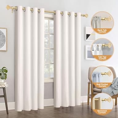 TONIAL Curtain Rods 32 to 55 Inch(2.6 to 4.8 ft), Telescoping Splicing 3/4 Single Rods for Windows 20 to 53 Inch(1.7 to 4.4 ft) Decorative Drapery Rod with Translucent Diamond Finial, Gold - Image 7