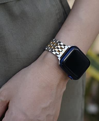 Seven-link Watch Bands for Apple Watch 10,Se,9,8,7,6,5,4,3,2,1 for Women, Dressy Stainless Steel Metal Band for Apple Watch 40mm 41mm 42mm 38mm for iWatch, Two-Tone Silver/Gold - Image 5