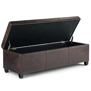 SIMPLIHOME Avalon 48 inch Wide Contemporary Rectangle Storage Ottoman Bench in Distressed Brown Vegan Faux Leather, Assembled, for the Living Room, Entryway and Family Room - Image 5