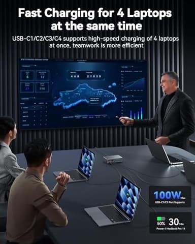 480W USB C Charger Block, Rocoren 10-Ports USB C Charging Station for Multiple Devices,PD 100W Type c Gan Fast Charger Station Multi USBC Charging Hub for Laptop MacBook HP iPad iPhone Samsung - Image 3