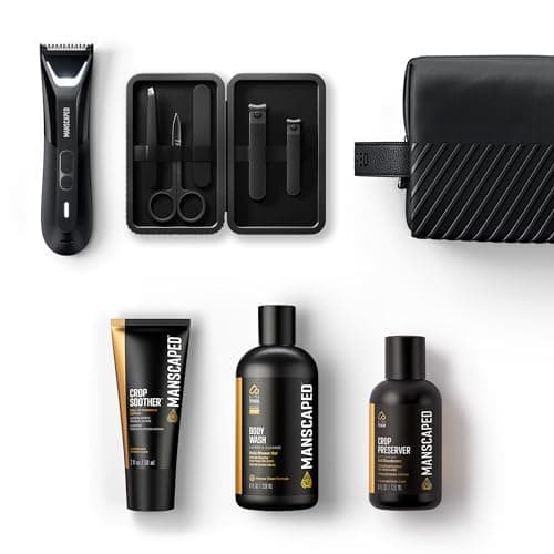 MANSCAPED® The Premier Package 5.0 Ultra, with The Lawn Mower® 5.0 Ultra Men's Groin & Body Hair Trimmer, Shears 3.0, Crop Preserver® Ball Deodorant, Refined® Body Wash, Crop Soother™, Shed 2.0 - Image 1