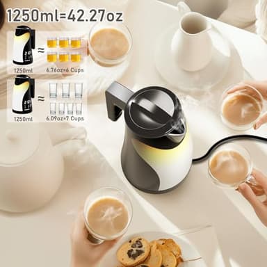 1.25L Cute Penguin Electric Kettle with Temperature Control,2H Keep Warm, Double Wall Cool-Touch,1200W Quiet Boil, BPA-Free,Cordless - Electric Tea Kettle for Home, Office, Kids (Black) - Image 3
