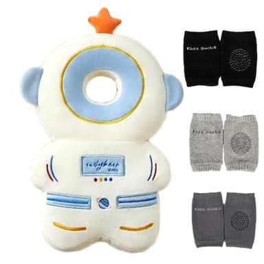 Feidoog Baby Head Protector Cushion Backpack with 3 Knee Pads for Walking & Crawling,Astronauts - Image 1