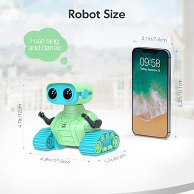 ALLCELE Robot Toys, Rechargeable RC Robots for Kids Boys, Remote Control Toy with Music and LED Eyes, Ideal Gift for Children-Green Blue - Image 6