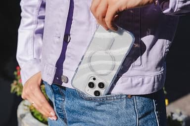 ZAGG Milan Snap iPhone 16 Pro Max Case – White Glitter Swirl on Clear Base, MagSafe Compatible, 13ft Drop Protection, Recycled Materials, Slim & Stylish Design - Image 5