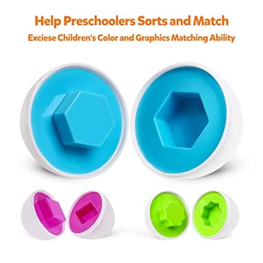 NAODONGLI Montessori Geometric Eggs,12 pcs Set Color & Shape Egg Puzzle Toys Matching Eggs for Toddlers 1-3,Preschool Educational Sorting Game Fine Motor Toy Gifts for Kids Boys Girls - Image 4