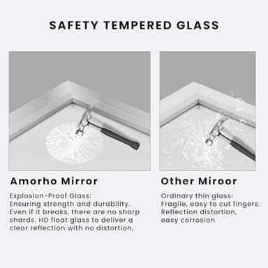 Amorho 24x32 Inch Bathroom Mirror Silver, Thick Metal Framed Wall Mirrors for Over Sink, Brushed Nickel Mirror Perfect for Bedroom, Living Room, Entryway, Rectangle (Horizontal/Vertical). - Image 5