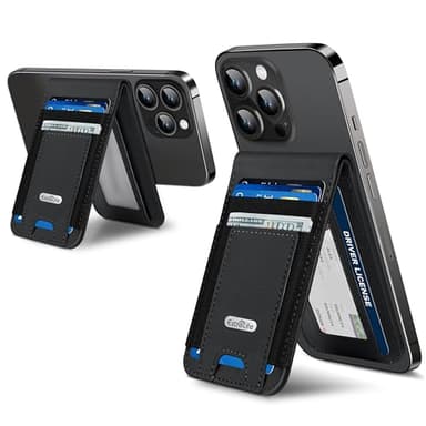For Magsafe Wallet Stand, Strongest Magnetic Wallet for iPhone 17/16/15/14/13 Series, for iPhone Walle t with Adjustable Stand, ID Window, 4 Card Slot, Hold 10 Card, VeganLeather, RFID Blocking, Black - Image 1