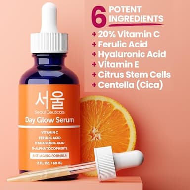 SeoulCeuticals Large 2oz Korean 20% Vitamin C Hyaluronic Acid Serum + CE Ferulic Acid - Potent Anti Aging, Anti Wrinkle K Beauty - Image 6