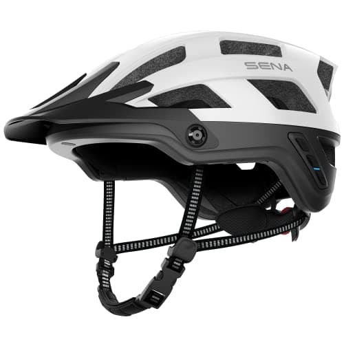 Sena M1 EVO Smart Mountain Bike Bluetooth Helmet Integrated Mesh Intercom System (Matte White, Medium) - Image 1