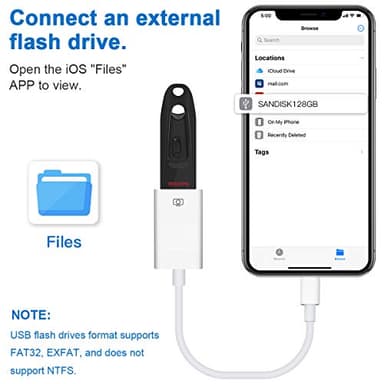 Lightning to USB Camera Adapter Lightning Female OTG Cable Adapter for Select iPhone,iPad Models Support Connect Camera, Card Reader, USB Flash Drive, MIDI Keyboard, White - Image 7