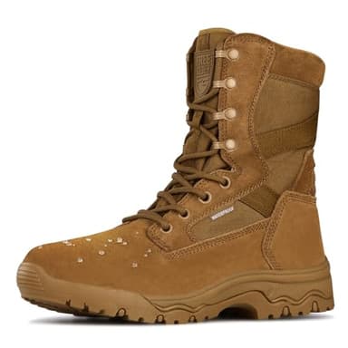 FREE SOLDIER Men's Tactical Boots 8 Inches Lightweight Combat Boot Durable Suede Leather Military Work Boots Desert Boot(Brown-waterproof,7) - Image 1