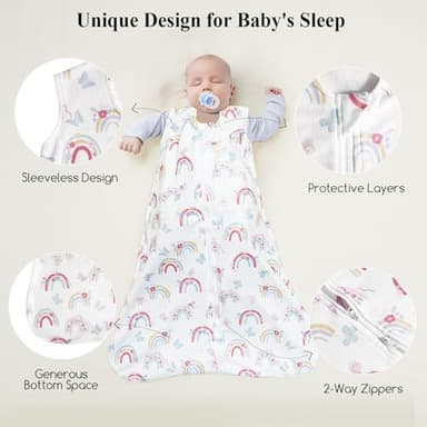david's kids 3 Pack Warm Micro Fleece Baby Sleep Sack 6-12 Months, Soft Baby Wearable Blankets with 2-Way Zipper, Comfy Winter Sleeping Bags for Infant Newborn Girls Neutral, Medium Size, Rainbow - Image 3