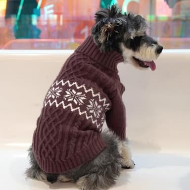 Kuoser Small Dog Sweater, Christmas Clothes, Pullover Puppy Knitwear Apparel for Small Dogs Boy Girl Yorkie Chihuahua, Coffee XS - Image 5