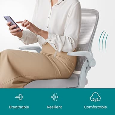 SMUG Home Office Desk Chair, Ergonomic Computer Managerial Executive Chairs Mid-Back Work Swivel Task Chairs with Wheels, Lumbar Support, Comfy Flip-up Armrest for Gaming, Study, Student - Image 4