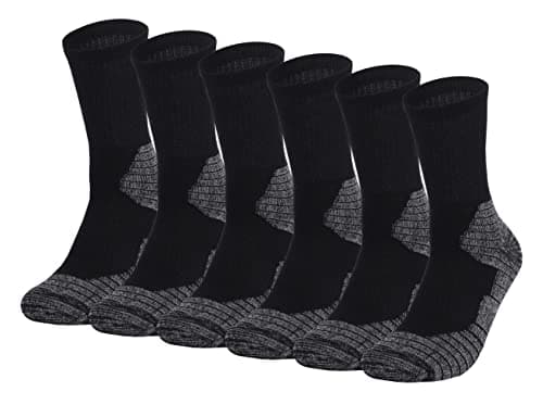 Fitliva Work Socks for Steel Toe Boots Men Size 13-15 Cushioned Cotton Crew Socks 6 Pack Black - Image 1