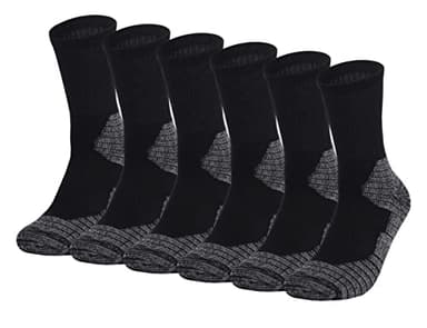 Fitliva Work Socks for Steel Toe Boots Men Size 13-15 Cushioned Cotton Crew Socks 6 Pack Black - Image 1