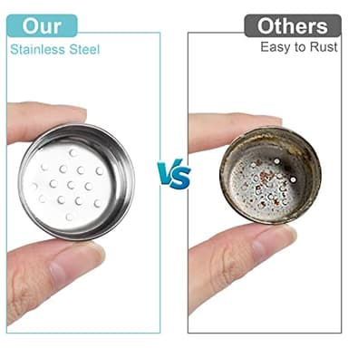 2 Pack Salt and Pepper Shakers Set, Glass Shaker with Stainless Steel Lid, Modern and Cute Farmhouse (Black and White) - Image 3