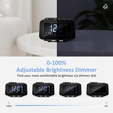 uscce Digital Dual Alarm Clock Radio - 0-100% Dimmer with Weekday/Weekend Mode, 6 Sounds Adjustable Volume, FM Radio w/Sleep Timer, Snooze, 2 USB Charging Ports, Thermometer, Battery Backup - Image 2