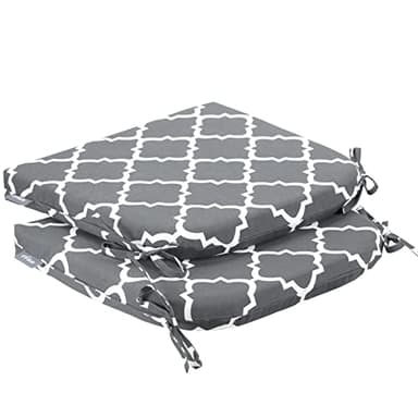 INFBLUE Outdoor Chair Cushions for Patio Furniture Round Corner Outdoor Chair Cushions Water Resistance Seat Cushions with Ties (Grey Plaid) - Image 3