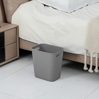 UUJOLY Plastic Small Trash Can Wastebasket, Garbage Container Basket for Bathrooms, Laundry Room, Kitchens, Offices, Kids Rooms, Dorms, 3.5 Gallon, 3.5 Gallon, Grey - Image 2