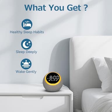 Rohent Sound Machine for Sleeping Adults: Alarm Clocks for Bedrooms, 25 Soothing Sounds, 7 Soft Wake-Up Sounds, 16 Adjustable Volume & Timer, Memory Function - Ideal for Bedroom - Image 4