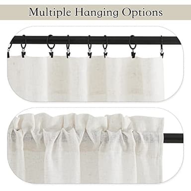 RYB HOME Semi Sheer Curtains, Extra 66 inches Widith Thick Linen Burlap Rod Pocket Machine Washable Privacy Assured for Living Room Bedroom, W 66 x L 84 inches, Linen, 2 Panels - Image 2