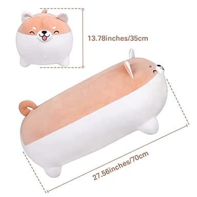 Auspicious beginning 27.6'' Shiba Inu Plush Toy Anime Smiling Corgi Kawaii Long Plush Dog Soft Hugging Body Pillow, Big Stuffed Animal Plush Doll Gifts - Image 2
