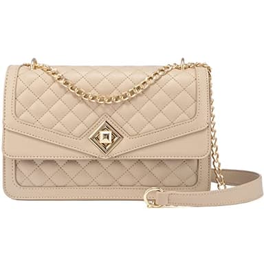 LOVEVOOK Shoulder Bag for Women Quilted Crossbody Purse,Leather Chain Bag for Gift Classic Satchel Handbag Nude - Image 1