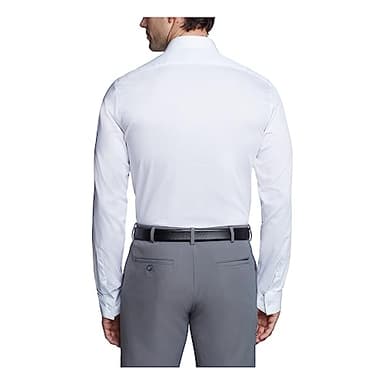Calvin Klein Men's Dress Shirts Slim Fit Non Iron Solid, White, 16" Neck 34"-35" Sleeve - Image 2