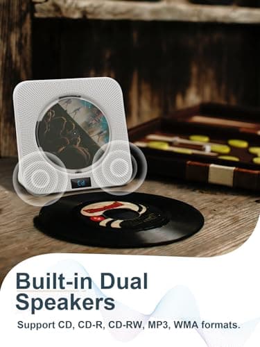 Desktop CD Player Portable with Bluetooth - Jimwey CD Players for Home with HiFi Speakers, FM Radio, Remote Control, LED Screen Display, Support CD/Bluetooth/USB/AUX, White CD Player for Gift - Image 6