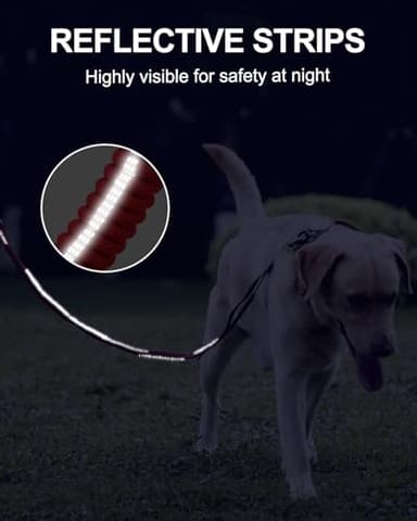 Joytale Tactical Dog Leash Heavy Duty, 4-6FT Shock Absorbing Bungee Lead with 2 Padded Handle, Metal Carabiner Clip, Car Seatbelt, Strong No Pull Leash for Medium Large X-Large Dogs, Red - Image 6