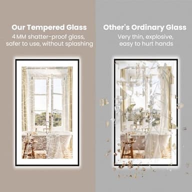 Amorho 72"x 36" LED Bathroom Mirror with Black Frame, Front Light and Backlit(Controlled Separately), Stepless Dimmable, Anti-Fog, Shatter-Proof, 3 Colors, Memory - Image 6