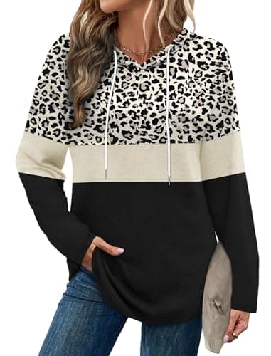 Bofell Long Sleeve Shirts for Women Early Fall Fashion Must Haves Casual Hoodies Soft Sweaters Ladies Tops and Blouses Clothing Print L - Image 2