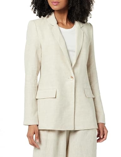 The Drop Women's Blake Long Blazer, Natural Linen, 2X, Plus Size - Image 1