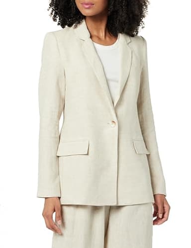 The Drop Women's Blake Long Blazer, Natural Linen, 2X, Plus Size - Image 1