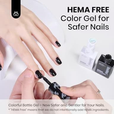 beetles Balck and White Gel Polish, Monochrome Aesthetics Hema-Free Black and White Color Gel Set, 2 Pcs 15ml Polish Soak Off Led French Nail Art Manicure Salon Diy at Home - Image 2