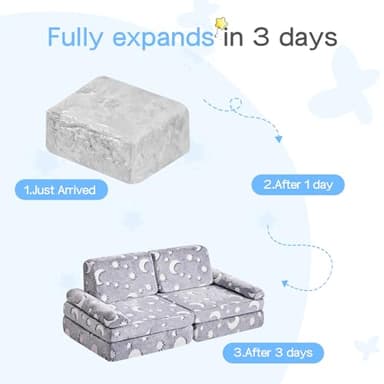 IFNOW Modular Kids Play Couch,Toddler Couch Kids Sofa,Child Sectional Sofa,Bedroom and Playroom Furniture for Toddlers,Convertible Foam and Floor Cushion for Boys and Girls,Glow in The Dark,Star - Image 8