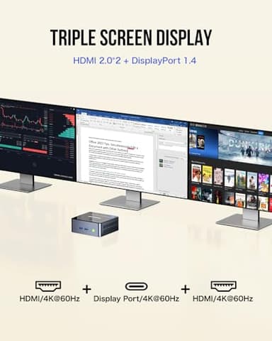 GMKtec Mini PC Intel i5-12450H(Turbo 4.4 GHz) 32GB DDR4 1TB M.2 NVMe SSD Intel i226v Mini Computers, USB 3.2, Type-C/WiFi 6, BT5.2, RJ45 2.5G/ 4K Triple Display Desktop PC - Image 7