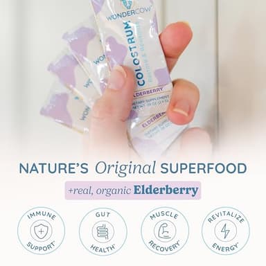 WONDERCOW Colostrum Supplement Powder for Gut Health, Immune Support, Muscle Recovery & Wellness | Natural IgG Pure Whole Bovine Colostrum Superfood, Elderberry, 30 Servings - Image 6