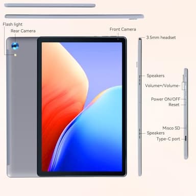 URAO Tablet,10.1" Android Tablet with Octa-core Processor 24GB RAM 128GB ROM HD IPS Touchscreen 8H Battery, Wi-Fi 6, BT 5.0, Dual Camera, Android 15 Tablets 2025 - Image 8
