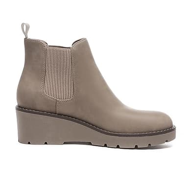 Athlefit Women's Chelsea Wedge Boots Elastic Platform Lug Sole Slip on Wedge Ankle Khaki Booties Size 7 - Image 2