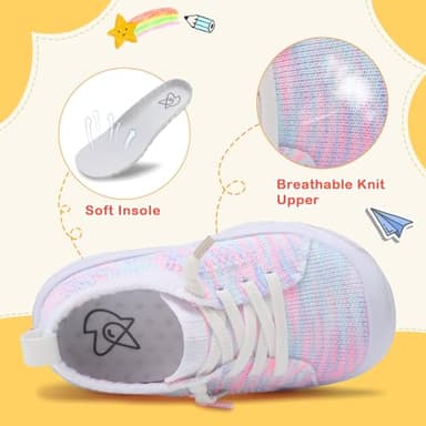 LeIsfIt Toddler Girls Boys Shoes Lightweight Sneakers Tennis Shoes Kids Slip on Shoes Breathable Barefoot Shoes Color Size 6.5 - Image 2