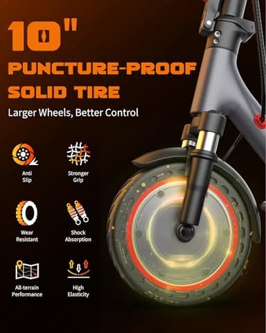 10 Inches Electric Scooter Adult with Dual Suspension, 22 MPH Top Speed, 500W Powerful Motor, 22/28 Miles Long Range, Dual Braking - Image 6