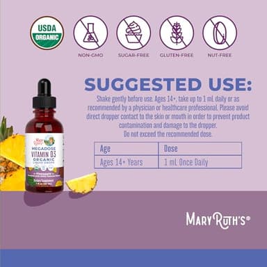 MaryRuth Organics Vitamin D3 Liquid Drops | Megadose 4000 IU | USDA Organic Liquid Vitamin D Spray for Adults & Kids | Immune Support & Bone Health | Vegan | Gluten Free | Non-GMO | 30 Servings - Image 3