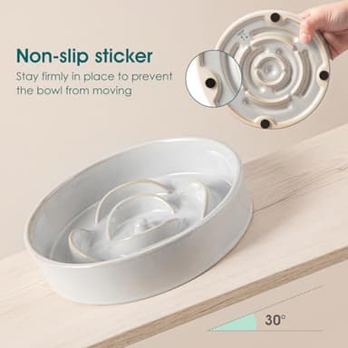 vancasso Slow Feeder Dog Bowl, 0.6 Cups Ceramic Dog Food Dish for Fast Eaters Small Breed, Puzzle Bowl for Small Dogs and Cats, Light Gray - Image 6