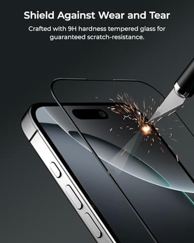 iOttie Terra iPhone 16 Tempered Glass Screen Protector Military Grade 9H Hardness Shatterproof Scratch Resistant, Edge to Edge Protection Easy Bubble Free Install, 2 Pack - Image 5