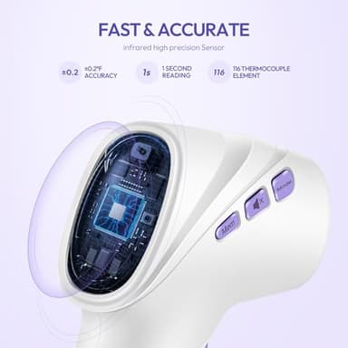 Forehead Thermometer for Adults, Kids & Babies, No-Touch Digital Thermometer with LCD Backlight Display, Fever Alarm and 1s Instant Reading - Purple - Image 6