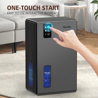 NineSky Dehumidifiers for Home, 95 OZ Water Tank, (1000 sq.ft) Dehumidifiers for Bathroom Bedroom Basement with Auto Shut Off,7 Colors LED Light(Gray) - Image 8